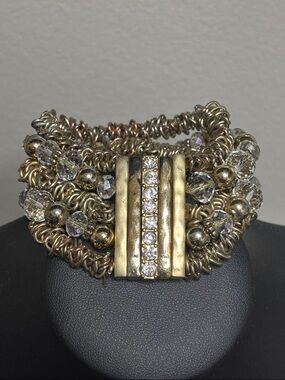 Statement Gold-Tone Crystal Rhinestone Stretch Bracelet - Women Jewelry